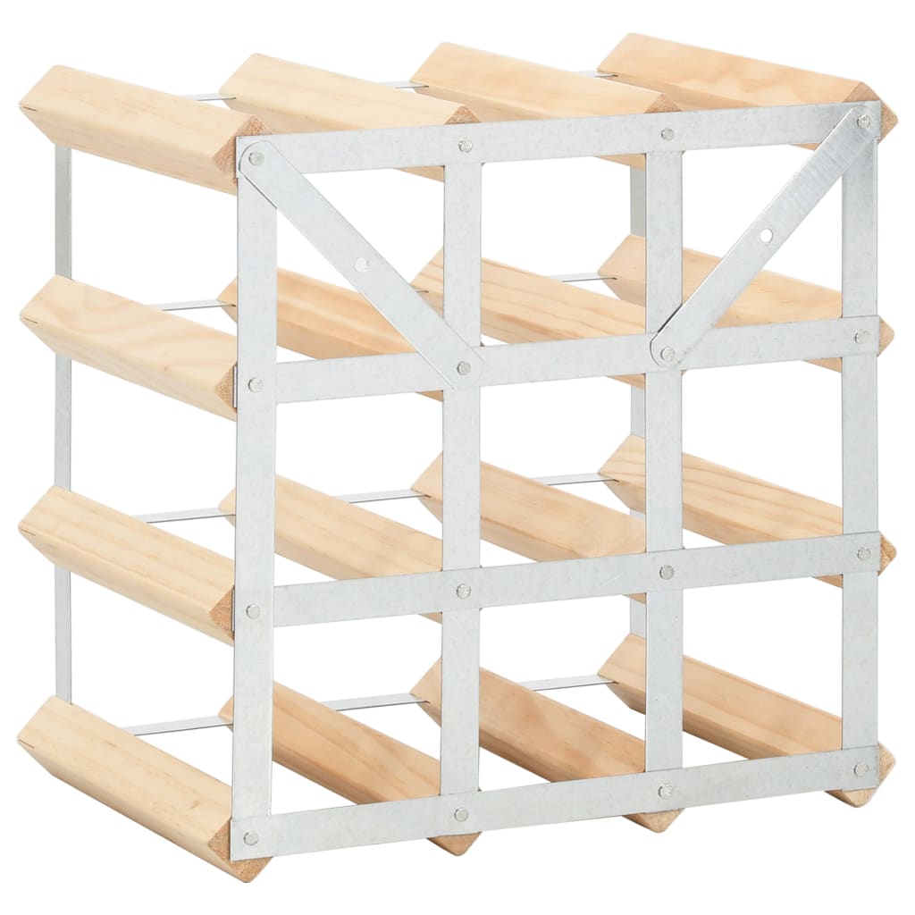 Casier à vin combiné autoportant en bois et acier galvanisé à 3×3 compartiments pour 12 bouteilles, adapté au bar de maison et à la cuisine