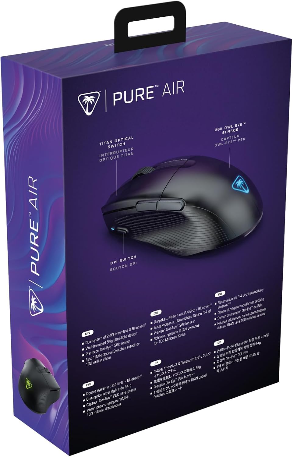 TURTLE BEACH Souris Gaming Sans Fil Pure Air 2.4GHz & Bluetooth - 26000 DPI, 6 Boutons - Noir