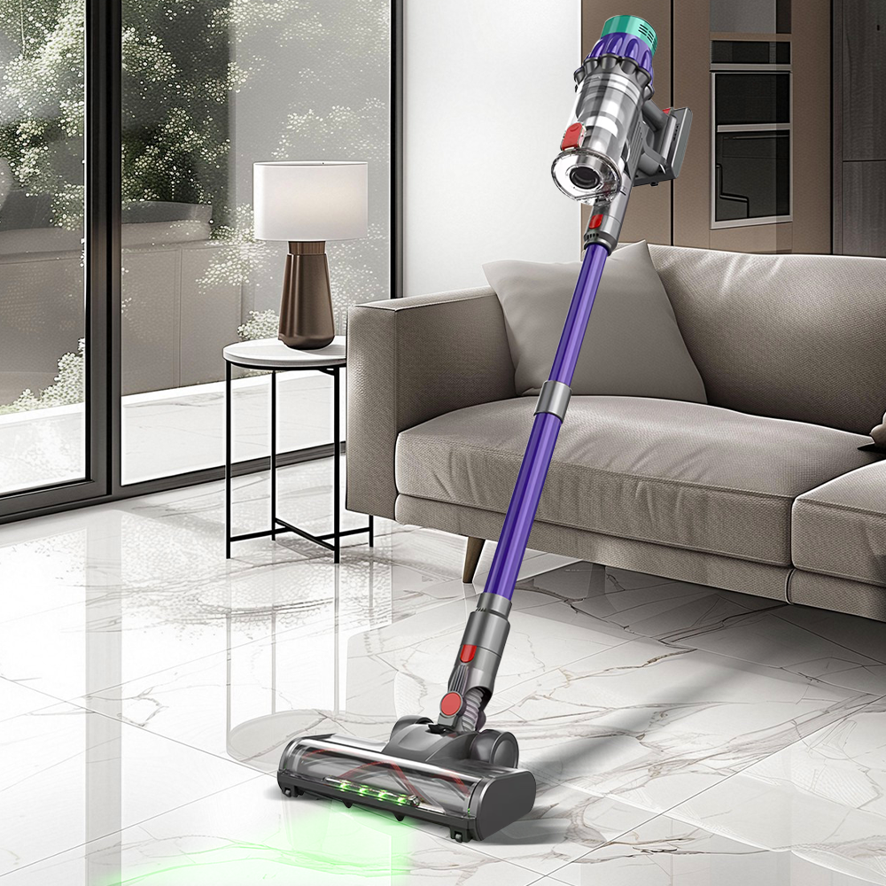 COTIAR V22 Aspirateur sans fil 650 W, 55 kPa de puissance d’aspiration, moteur sans balais, 1,2 L de capacité, écran LED, pour sols et tapis, capture des poils d’animaux - Violet