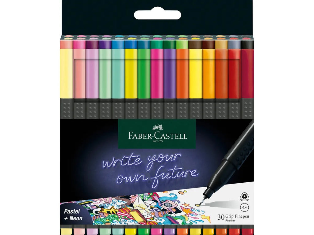 Faber-Castell Lot de 30 feutres Finepen Grip 0,4 mm