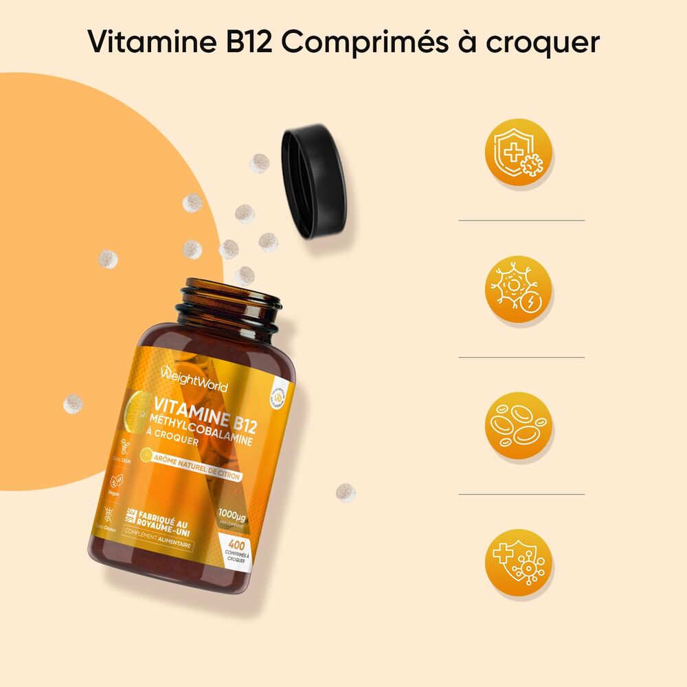 WeightWorld Vitamine B12 1000 µg - 400 comprimés à croquer