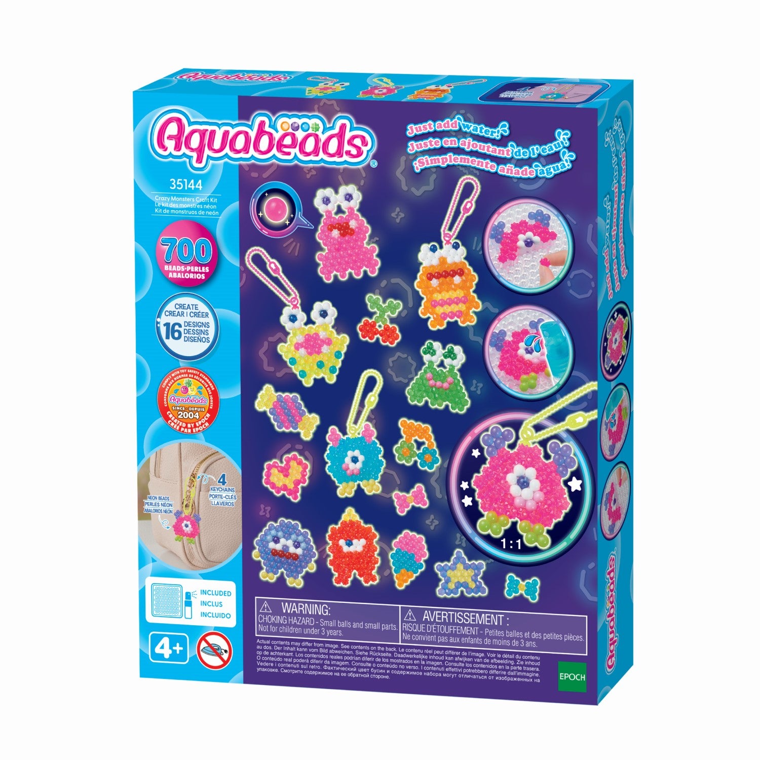 Aquabeads Kit de Création de Monstres 35144 avec 700 Perles & Attachements pour Porte-clés