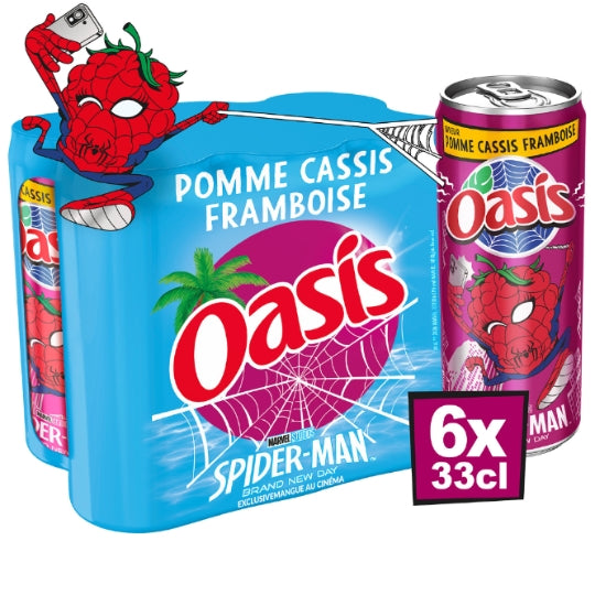 Oasis Boisson au jus saveur pomme cassis non pétillante en canettes 6 x 330 ml