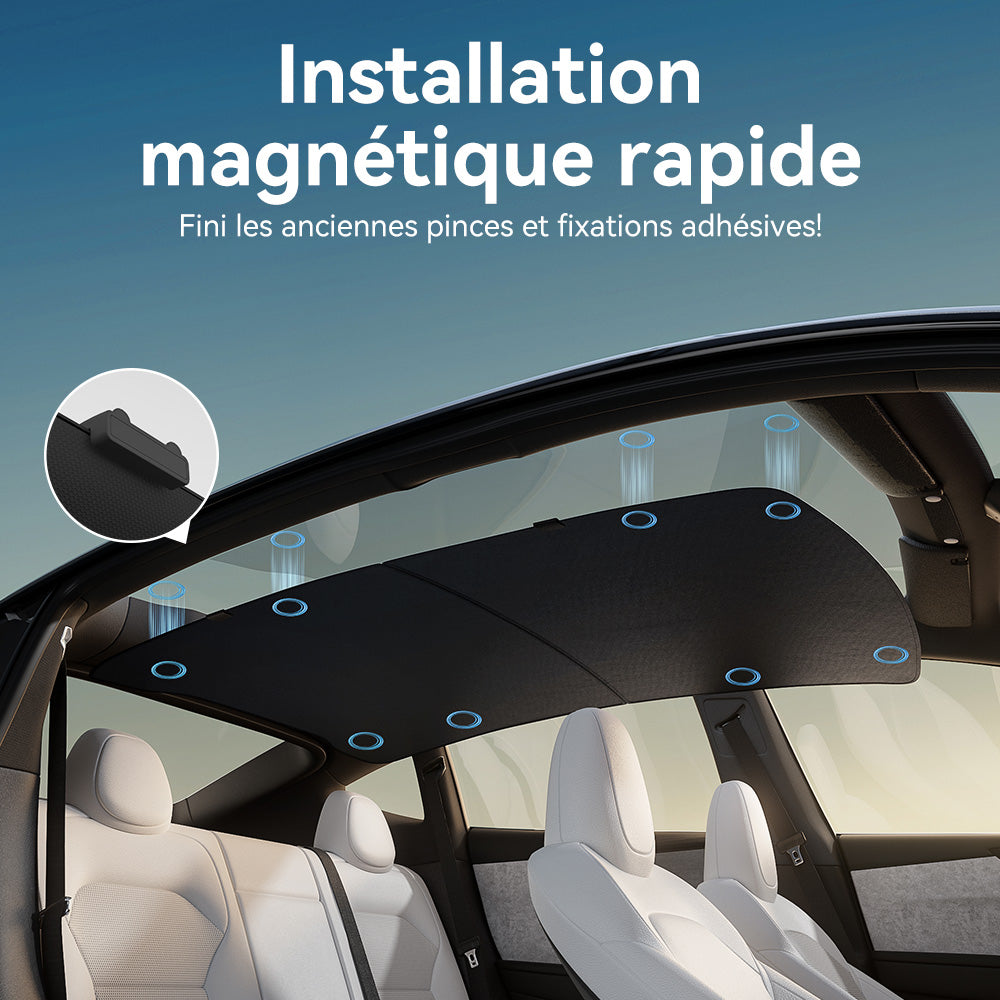 YZ pare‑soleil de toit ouvrant magnétique double couche à structure nid‑d'abeille en graphène pour Tesla Model Y Juniper 2025‑2026