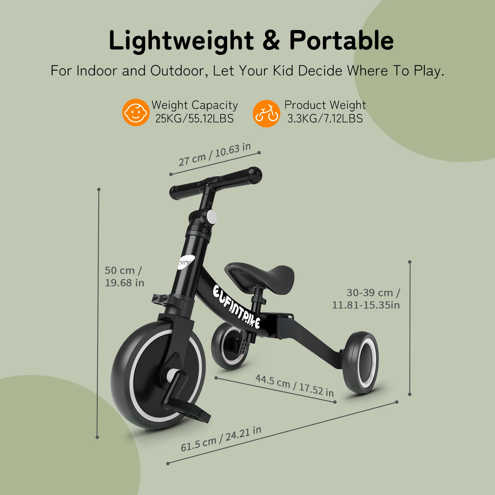 Tricycle Bébé Besrey avec Aide à la Marche pour Enfants de 1 à 4 Ans