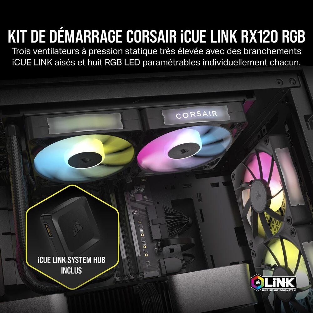 CORSAIR RX RGB Series, iCUE LINK RX120 RGB, 120mm RGB Fan, Triple Fan Kit