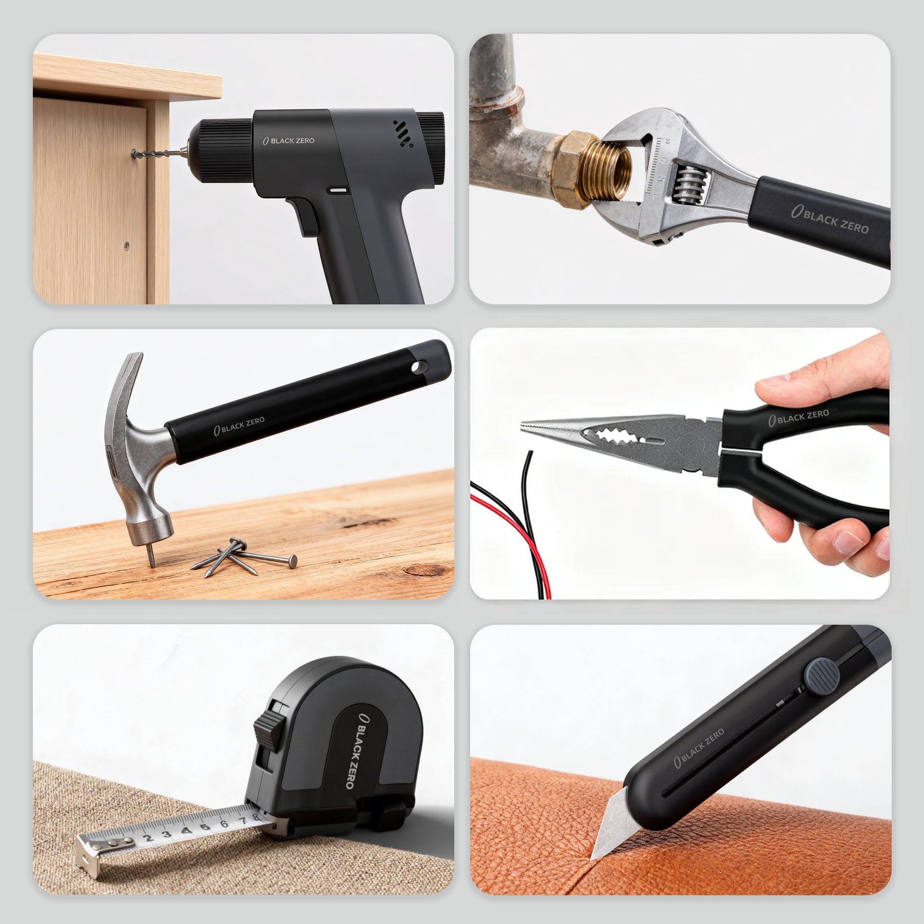 BLACKZERO Perceuse sans Fil Set, Coffret à Outils Premium 3 Niveaux avec Perceuse & Outils à Main, Kit d'Outillage Complet pour Bricolage, Maison & Réparation