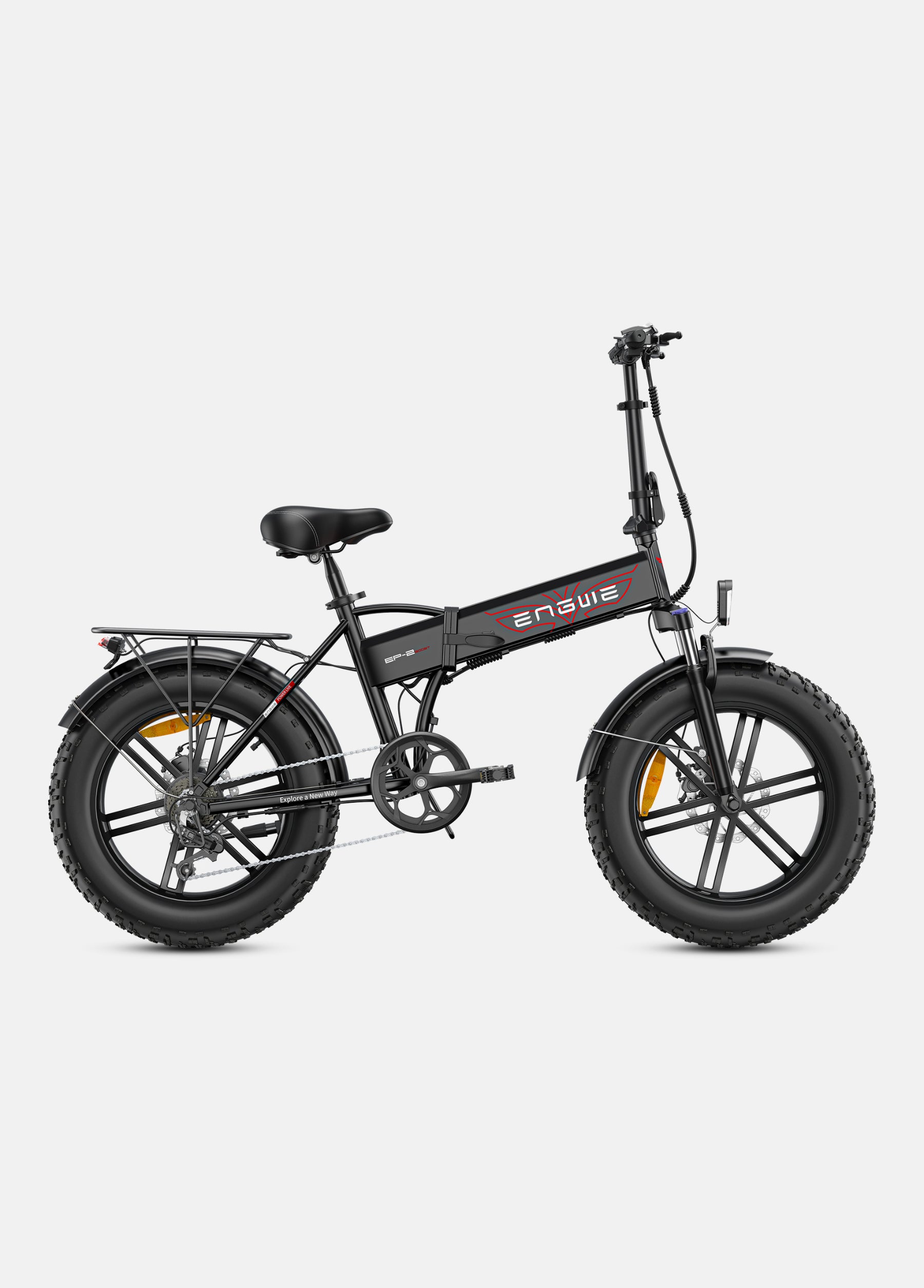ENGWE EP-2 Boost Vélo électrique pliable avec batterie amovible 48 V 13 Ah, autonomie 120 km, pneus 50,8 x 10,2 cm, 7 vitesses, tous terrains - Noir