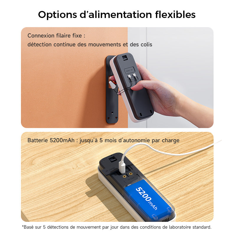 WOOX Sonnette sans fil avec caméra, sonnette vidéo 2K UHD alimentée par batterie 5200 mAh, champ de vision 170°, détection des personnes/colis, vision nocturne, audio bidirectionnel