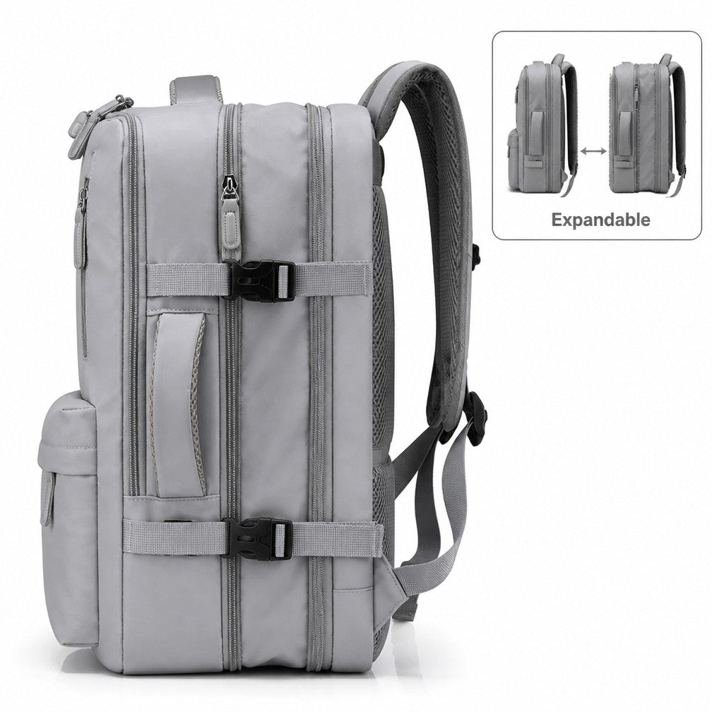 Sac à dos de voyage professionnel extensible, sac à dos résistant à l'eau pour ordinateur portable 15,6 pouces avec port de charge USB externe, sac de jour décontracté à multiples poches pour