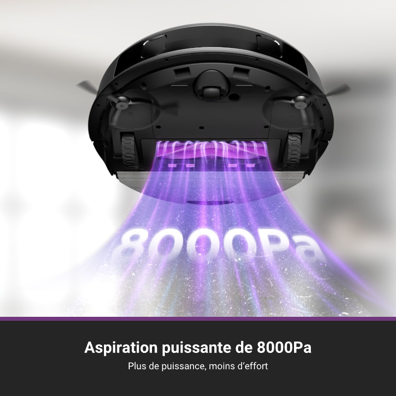 Eureka E20 Plus Aspirateur Robot avec Puissance d'Aspiration de 8000 Pa, Station de Vidage Automatique, Fonction Anti-Emmêlement, Évitement d'Obstacles 3D, Autonomie de 180 Minutes, DuoDetect IA, Noir