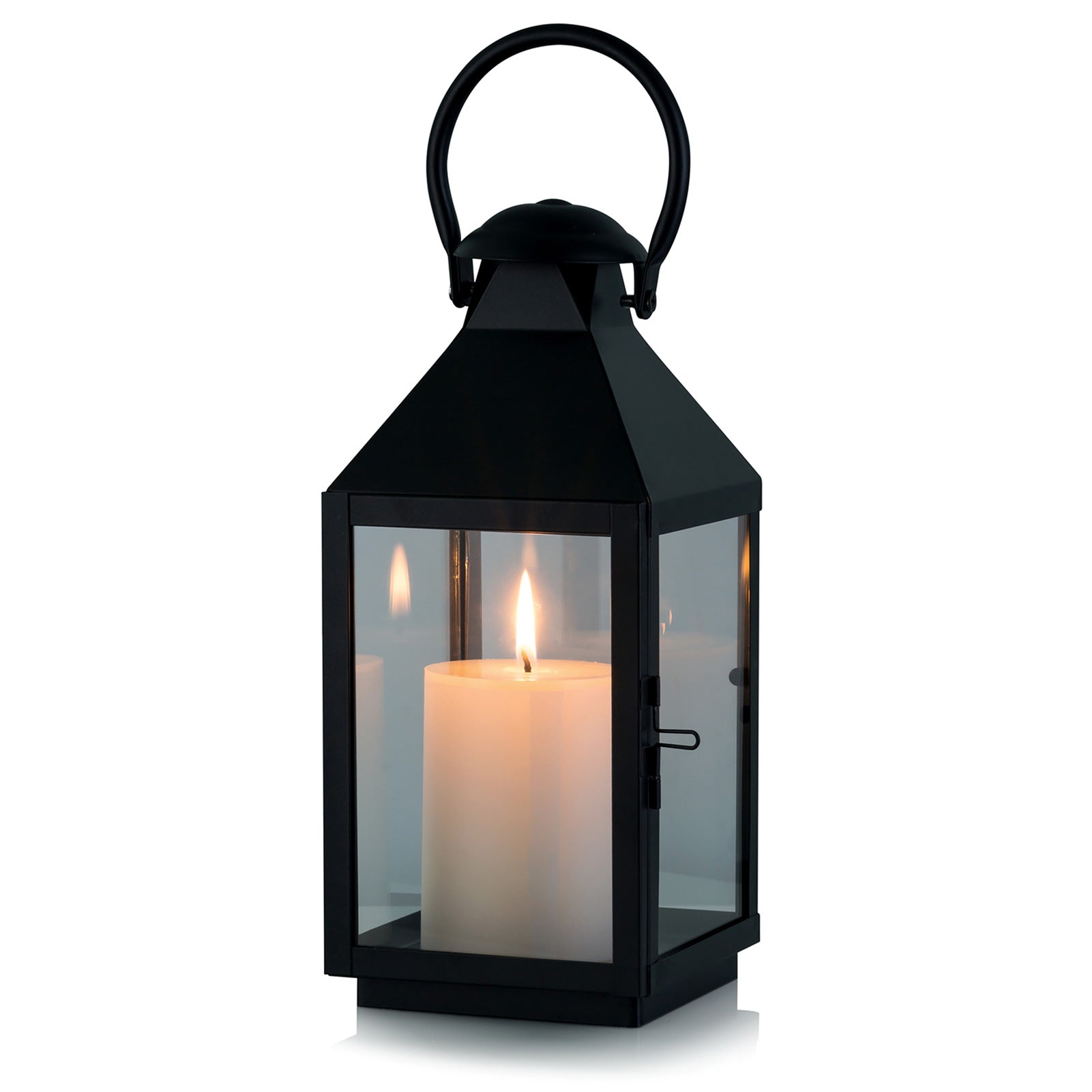 Lanterne à Bougie Décorative Noire : Bougeoirs à Bougie Pilier en Métal pour Table de Fête - Lanternes Suspendues de 10,2 Pouces de Haut pour Décoration Extérieure Mariage Fête Maison Salon Cheminée