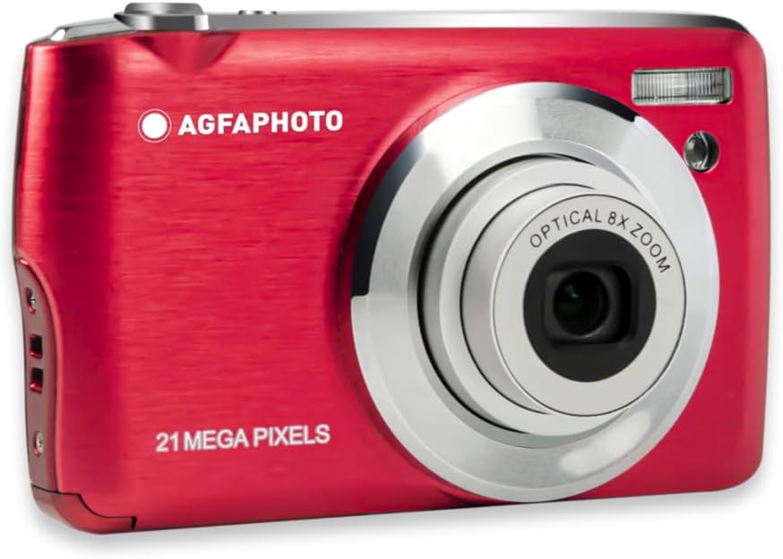 AgfaPhoto Appareil photo numérique compact 21 MP avec zoom optique 8x - Rouge
