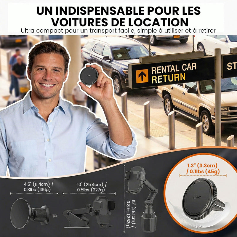 Support de téléphone de voiture magnétique sans fil pour grille d'aération A2C, compatible avec Apple et Android, EV11, Noir