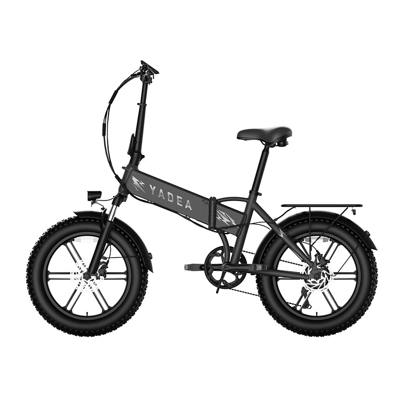 Vélo électrique YADEA Rover pliable à pneus larges, Noir, Pneus tout-terrain 20 × 4,0 pouces, Cadre en alliage d'aluminium, Longue autonomie 90–120 km, Batterie au lithium
