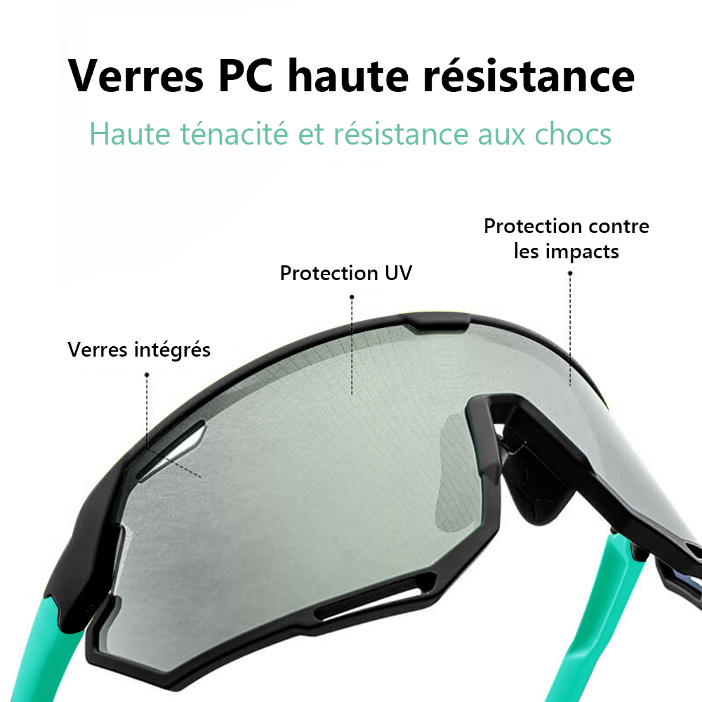 Revoray Lunettes de Cyclisme — Verre Monobloc en PC Haute Définition et Antichoc, Monture Légère en TR90, Protection UV400, Design Aérodynamique, Lunettes de Soleil de Cyclisme Professionnel, X3-noir