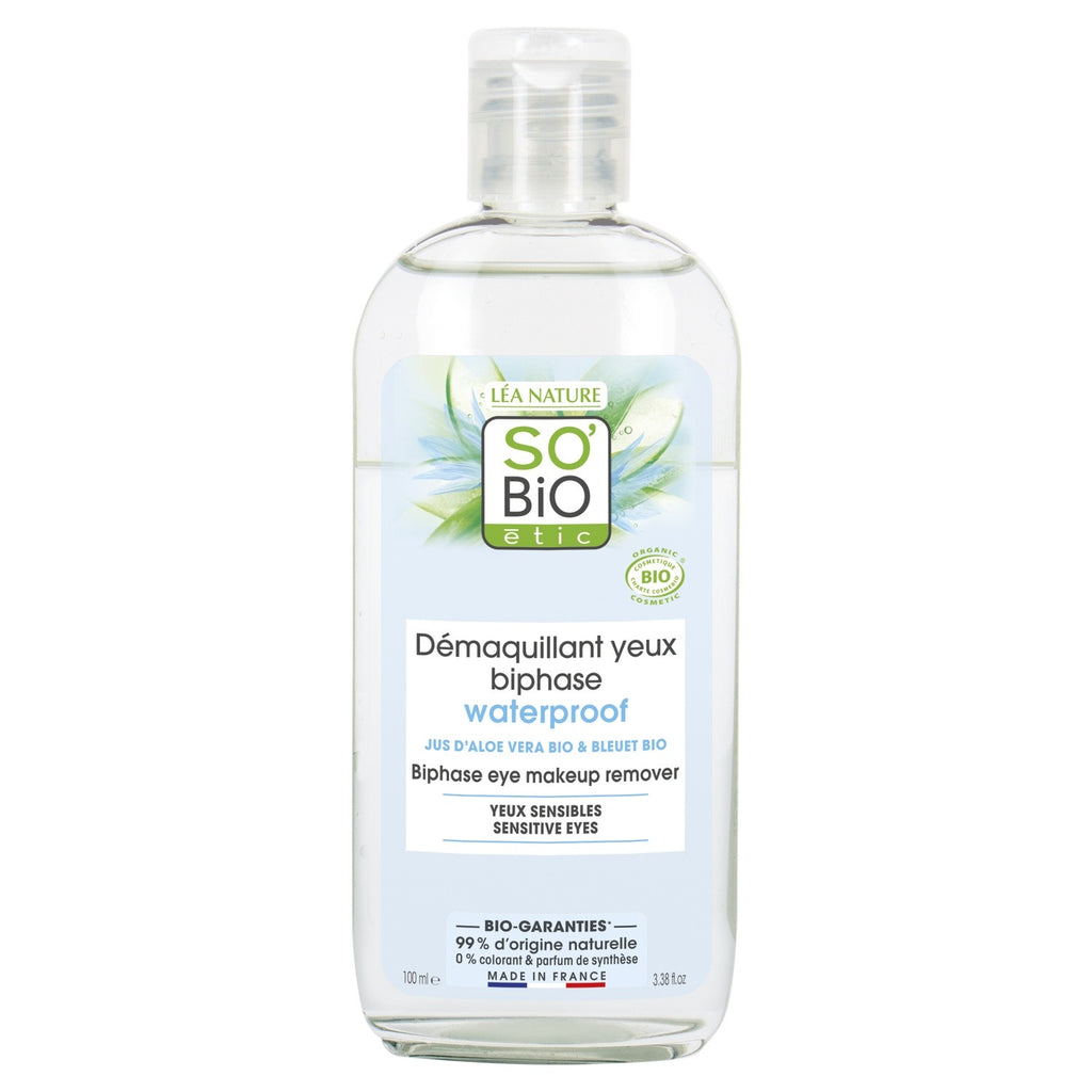 SO'BIO ETIC Démaquillant Yeux Sensibles Waterproof Aloe Vera et Bleuet Bio 100ML
