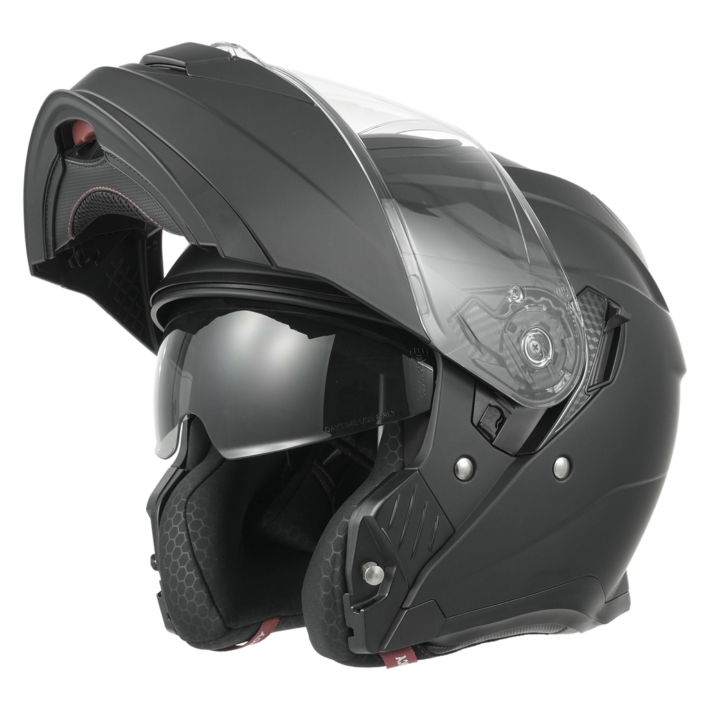 MY 935 Casque de moto modulable intégral, Certifié ECE 22.06, Double visière, Unisexe, Noir mat, XL