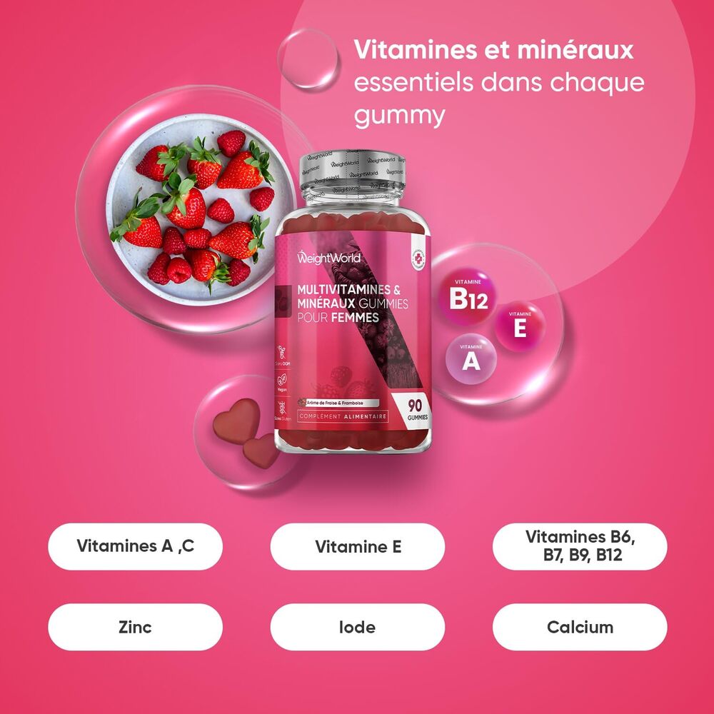 WeightWorld Gommes multivitaminées pour femmes, 90 gommes