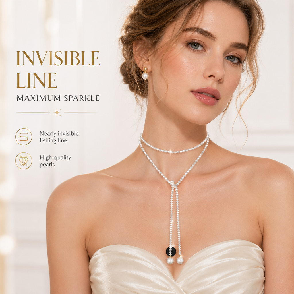 Collier de perles haut de gamme de conception populaire, polyvalent, léger et luxueux de Voxis XL02 130cm avec une variété de vêtements