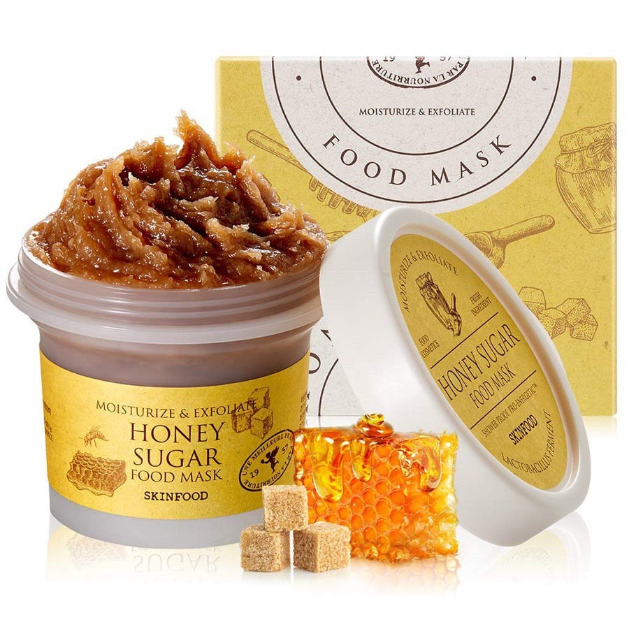 SKINFOOD Masque Alimentaire Miel Sucre (Masque Nettoyant Hydratant & Exfoliant) 120 g