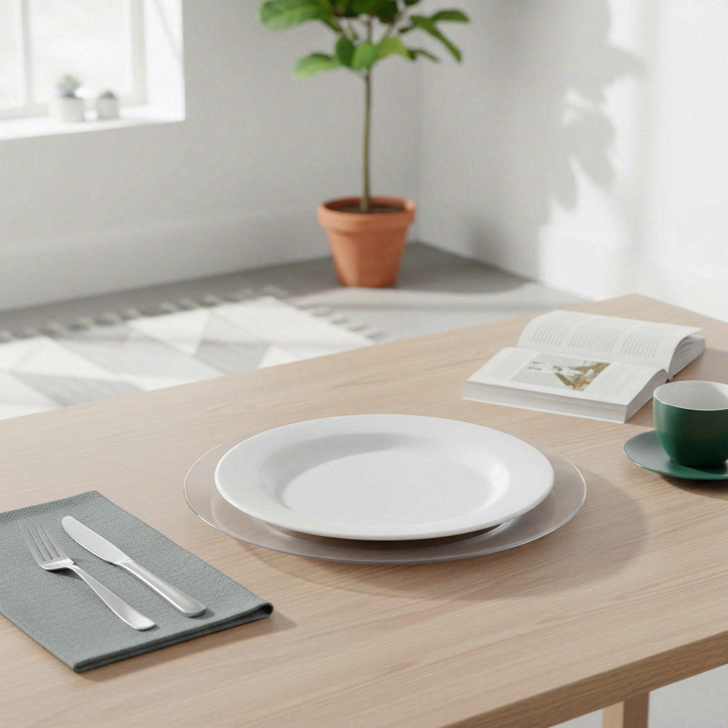Assiette en plastique - Transparente - 23 cm - Lot de 4