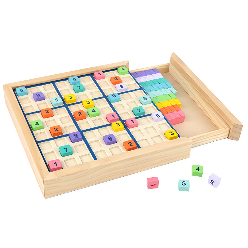 MIMI Deluxe Puzzle de Grille de Jeu de Société en Bois de 9 Carrés de Sudoku Cadeau pour Enfants et Adultes