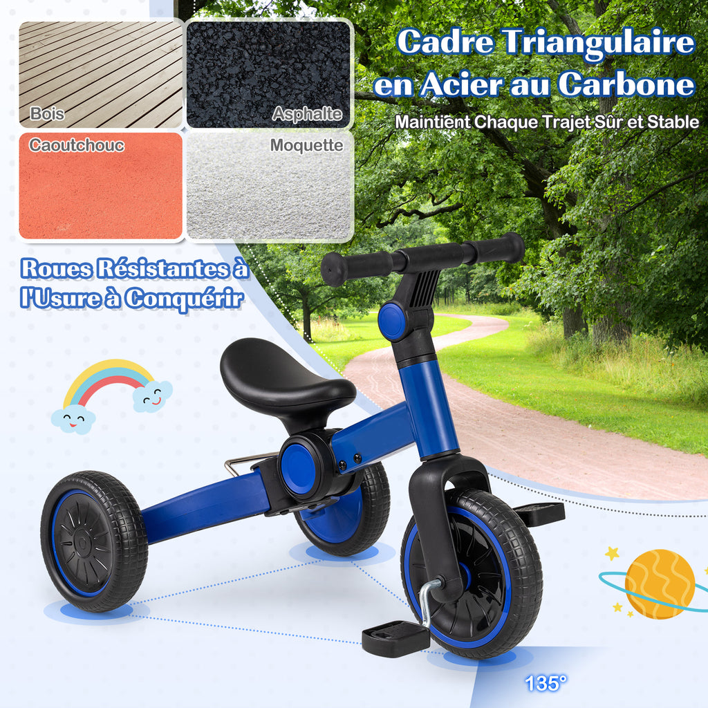 Vélo 5-en-1 pour enfants / draisienne, avec pédales amovibles - Bleu