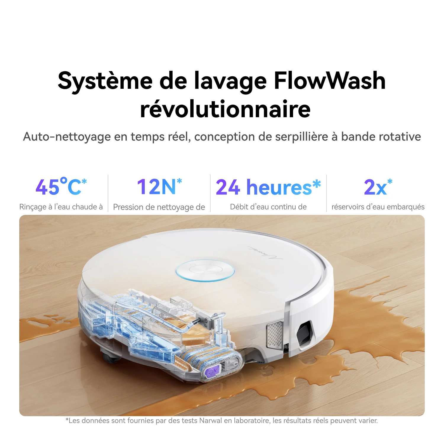 Narwal Flow Robot aspirateur laveur avec kit de raccordement à l'eau – Blanc