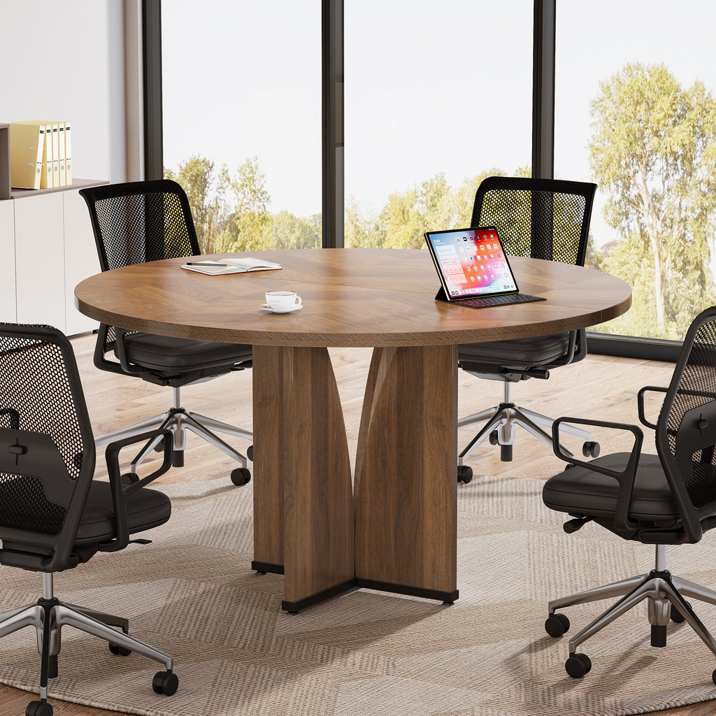 TRIBESIGNS Table ronde rustique pour 4 personnes marron - 100 cm