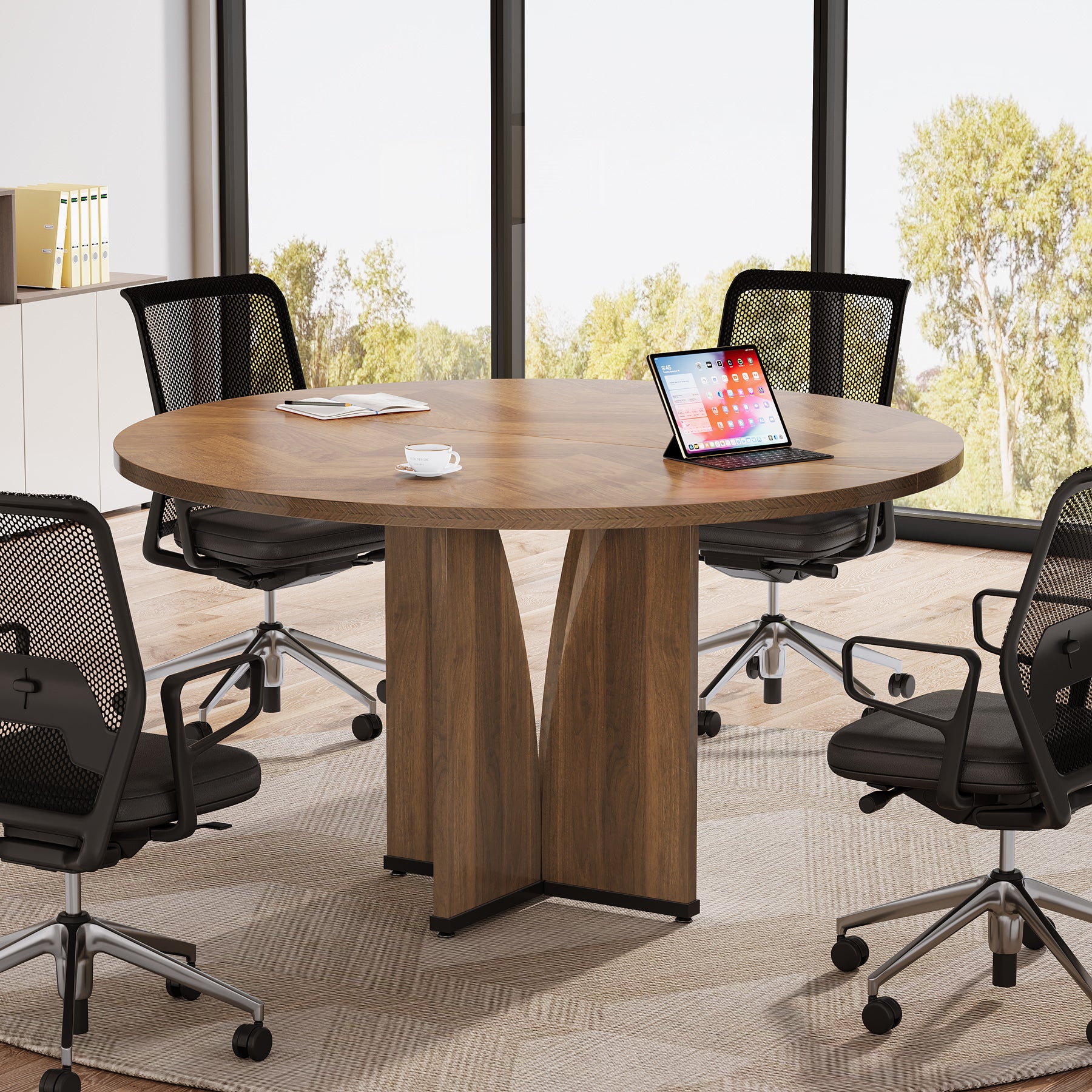 TRIBESIGNS Table ronde rustique pour 4 personnes marron - 100 cm
