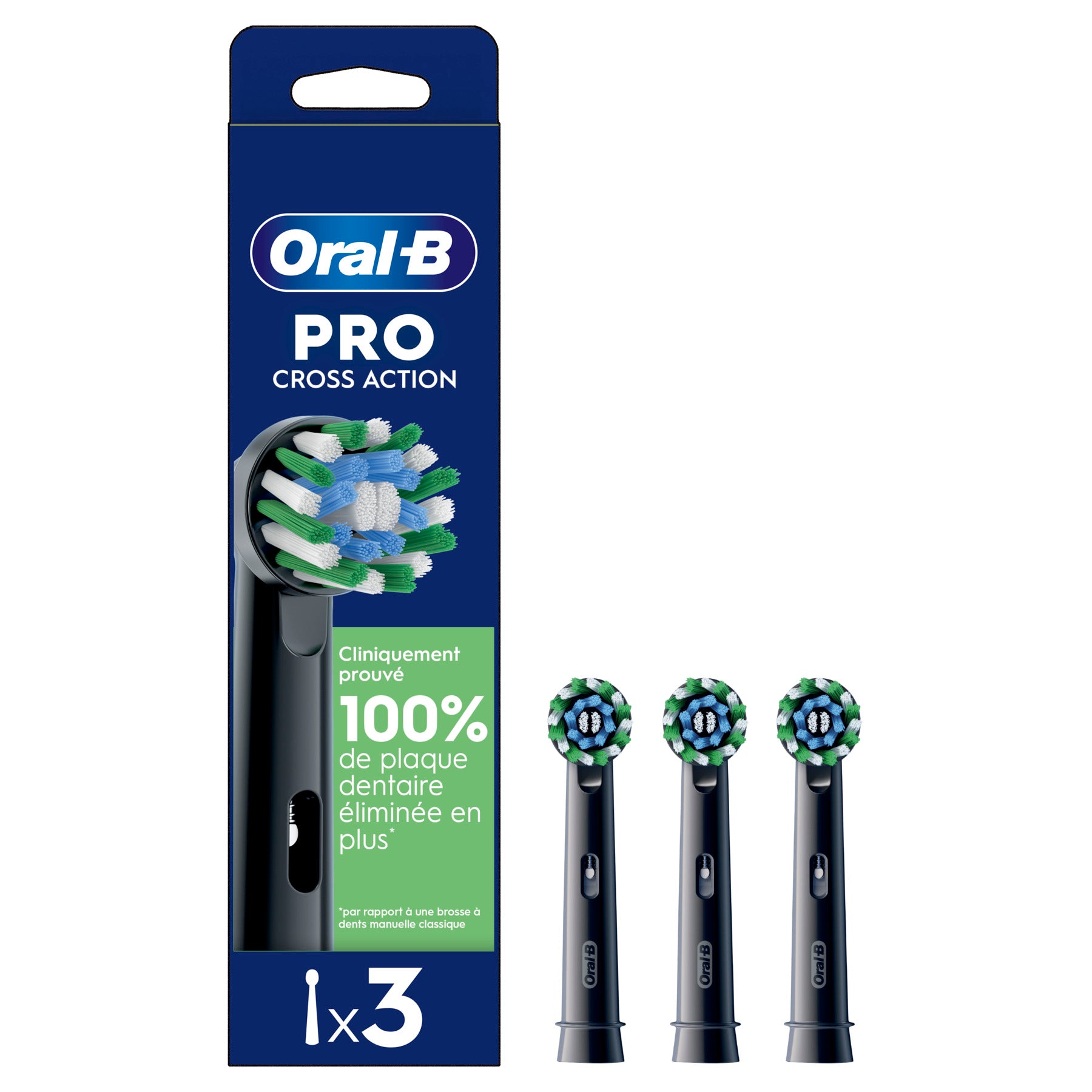 Oral-B Pro Cross Action Lot de 3 brossettes de rechange - Noir
