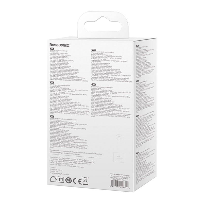 Baseus GaN3 Pro Chargeur rapide de bureau à 4 ports 65 W