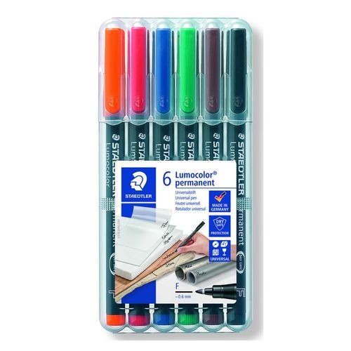 STAEDTLER Lumocolor 318 fin B/6, coffret de stylos variés
