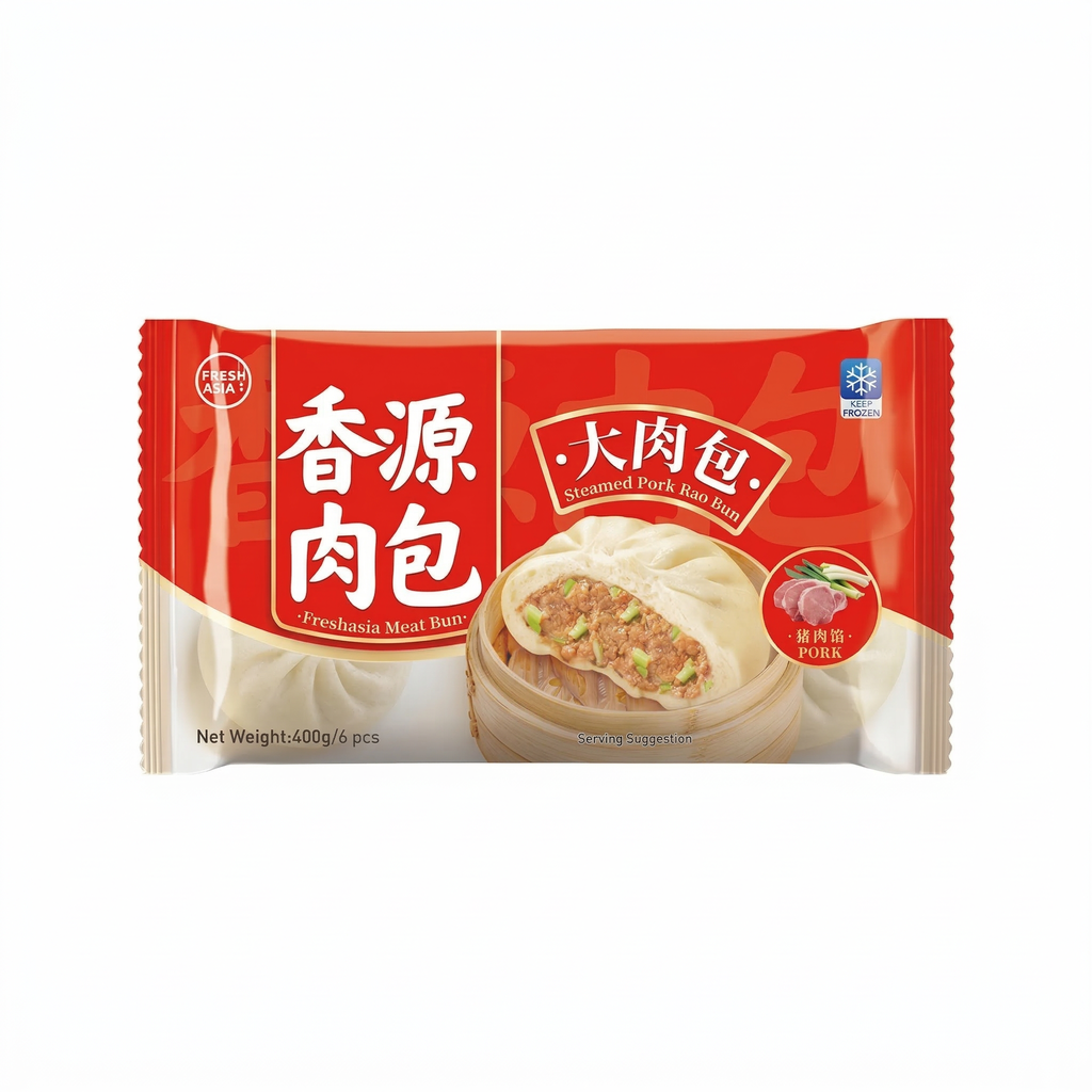 FRESHASIA Bao farci au porc cuit à la vapeur - 400 g