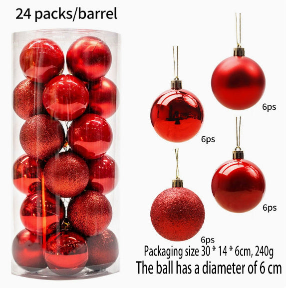 Ju7cer 24 boules de Noël incassables, 6 cm/2,36 pouces, guirlande prête à suspendre pour sapin de Noël, convient pour Noël/Halloween/mariages/anniversaires (rouge)