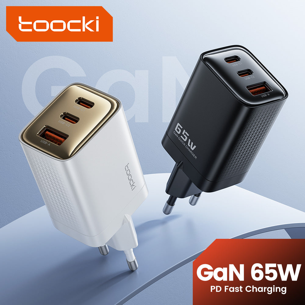 toocki Chargeur secteur USB-C GaN à 3 ports - 65 W
