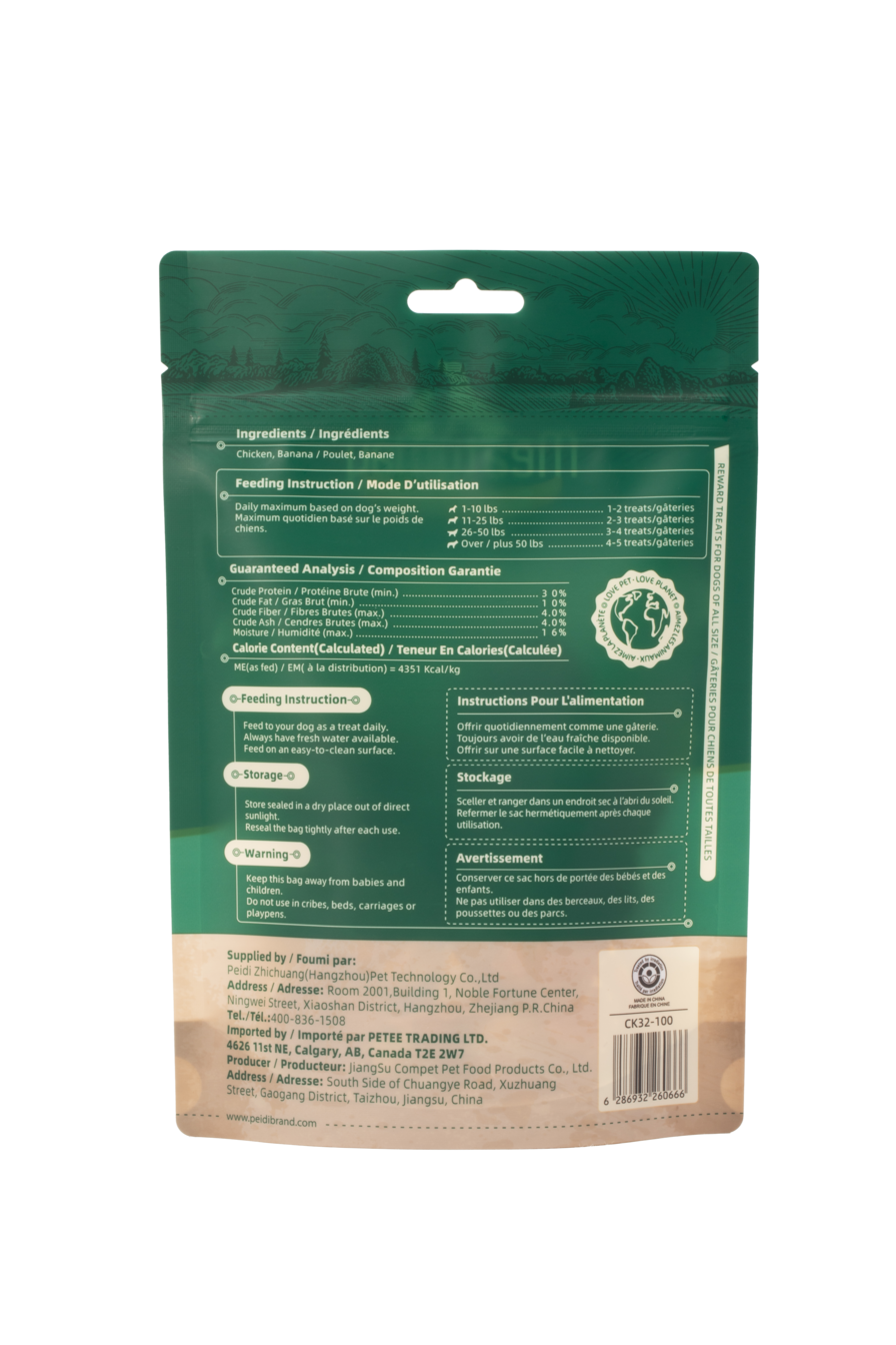 MeatyWay Nourriture pour chiens au poulet et à la banane, 100 g, adaptée à tous les stades de vie, formule sans céréales, sans additifs artificiels, agents de charge ni conservateurs
