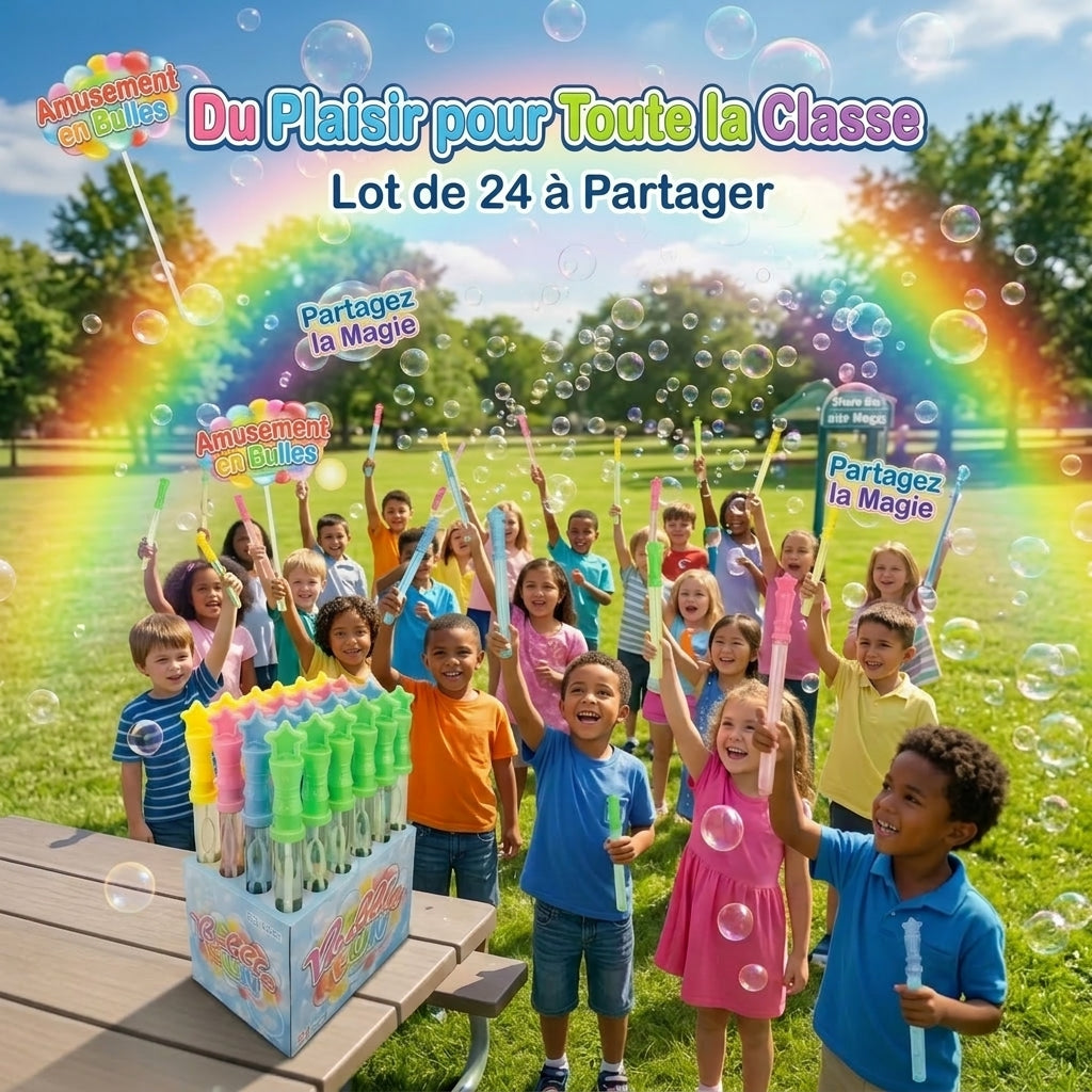 Jouet de Grandes Baguettes à Bulles pour Enfants, 24 Pièces, Baguette à Bulles Magique Étoile de 14,8 Pouces (Grande Capacité de 120 ml), Cadeaux de Fête d'Eau à Bulles en Vrac