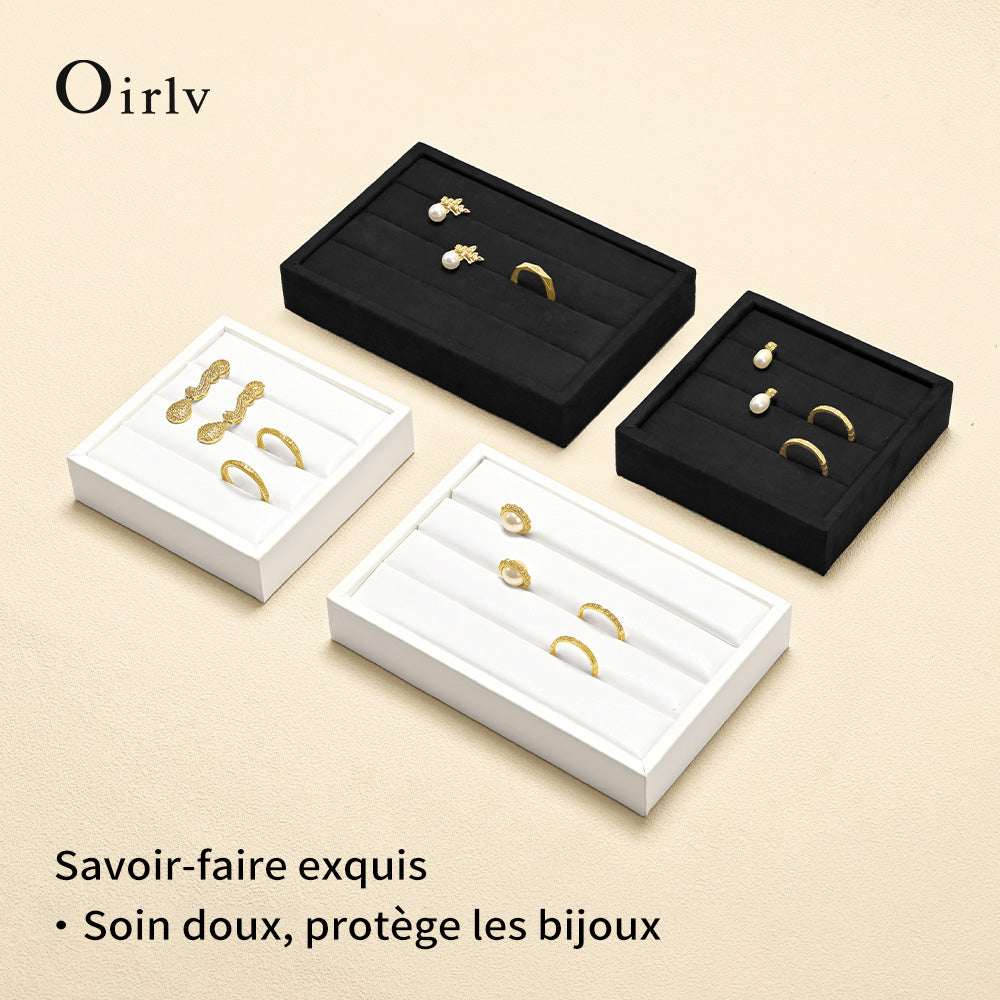 Oirlv Plateau à Bagues 3 Compartiments Petit Organisateur de Bagues Plateaux à Boucles d'Oreilles Présentoir Support d'Exposition d'Insertion de Rangement pour Boîte à Bijoux, Tiroir, Commode