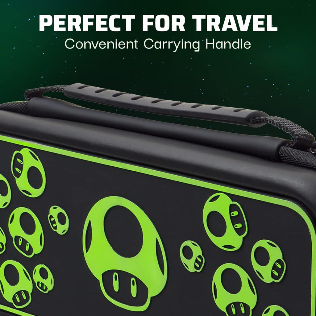PDP Gaming 1-Up Coque de Protection Rigide pour Console Nintendo Switch, Switch Lite et OLED - Poches pour Accessoires - sous Licence Officielle - Design 3D Phosphorescent - Motif Phosphorescent