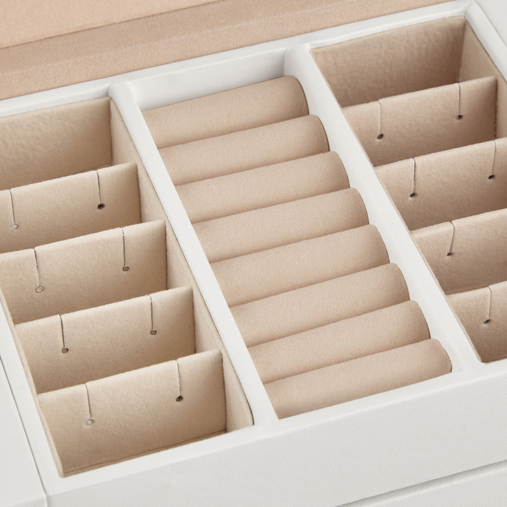 JOYFURNOS Boîte de voyage pour bijoux avec miroir, 2 tiroirs, verrouillable, idée cadeau, blanc