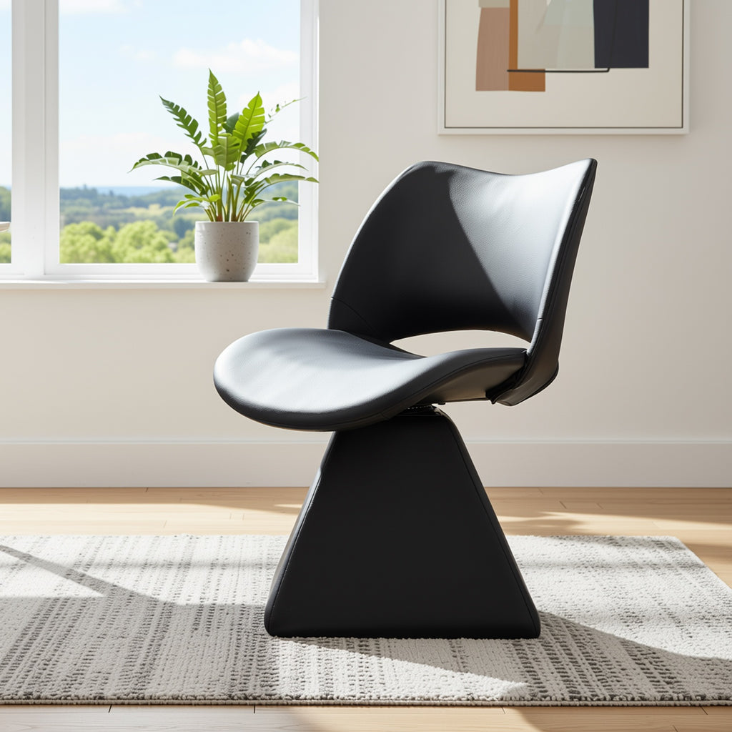 URBAN MEUBLE Chaise pivotante Comfort noire, chaise en similicuir à dossier haut moderne, taille 54 x 48 x 84 cm