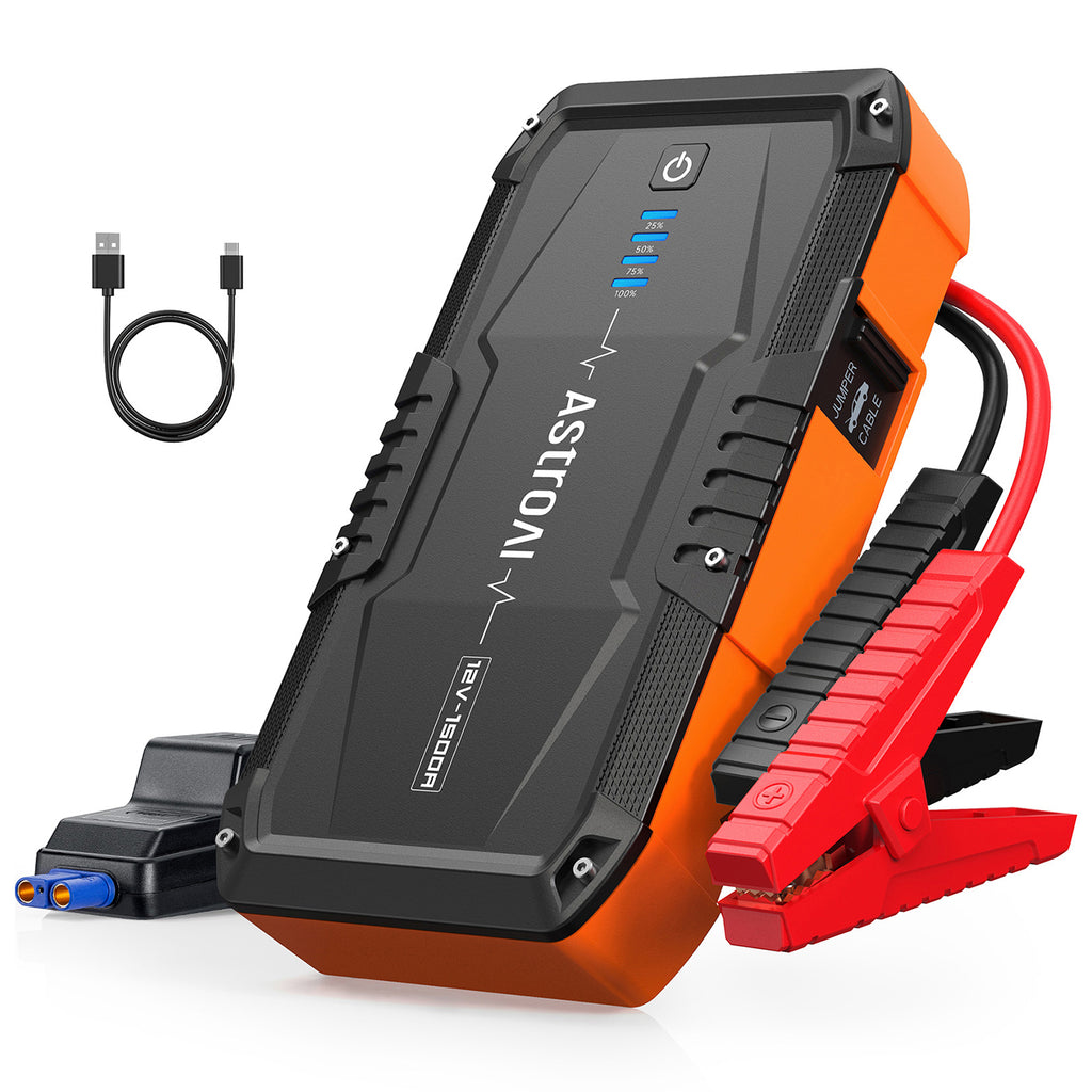 AstroAI S8 Batterie de démarrage pour voiture, booster de démarrage portable 12 V pour moteurs essence jusqu’à 6,0 L et diesel jusqu’à 3,0 L, lampe torche à 3 modes et câble de démarrage