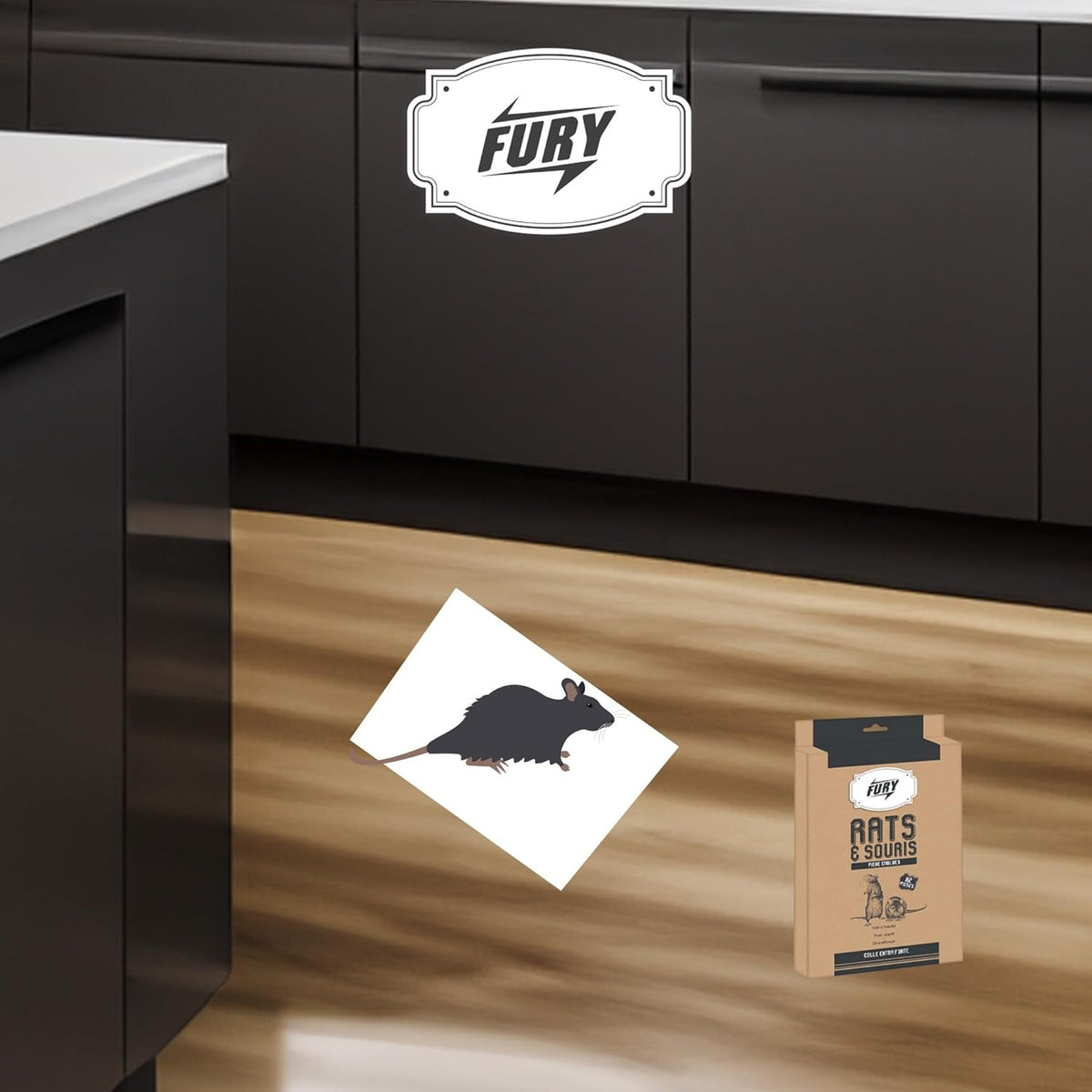 FURY Pièges collants rats et souris plaques de glu appâtées 2 plaques