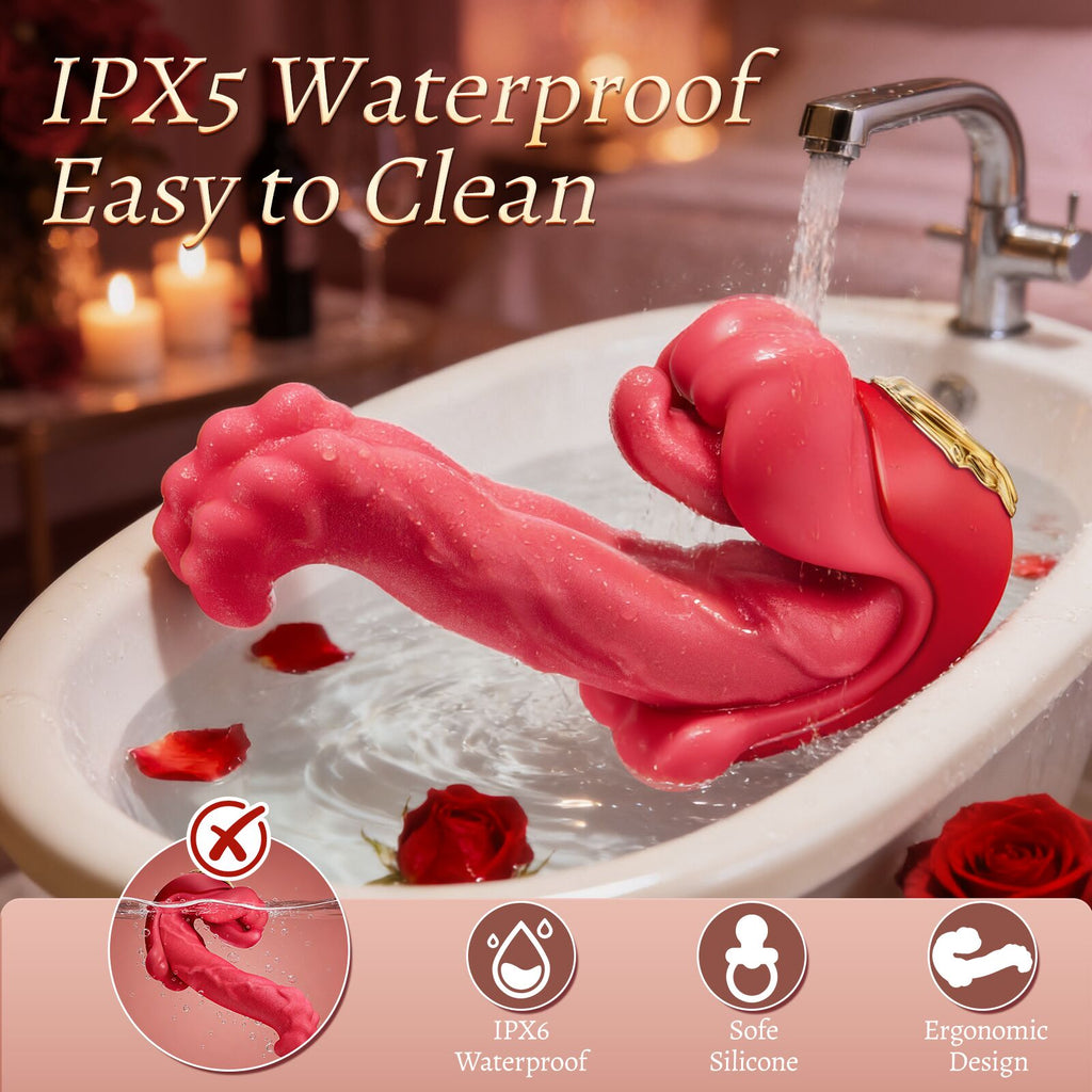 AAV Rabbit Vibromasseur 5-en-1 pour Femme, Stimulateur Clitoridien & Point G avec 8 Modes Léchage et 8 Modes Poussée, Sextoy Rechargeable, Étanche & Silencieux, Jouet Adulte pour Femme et Couple