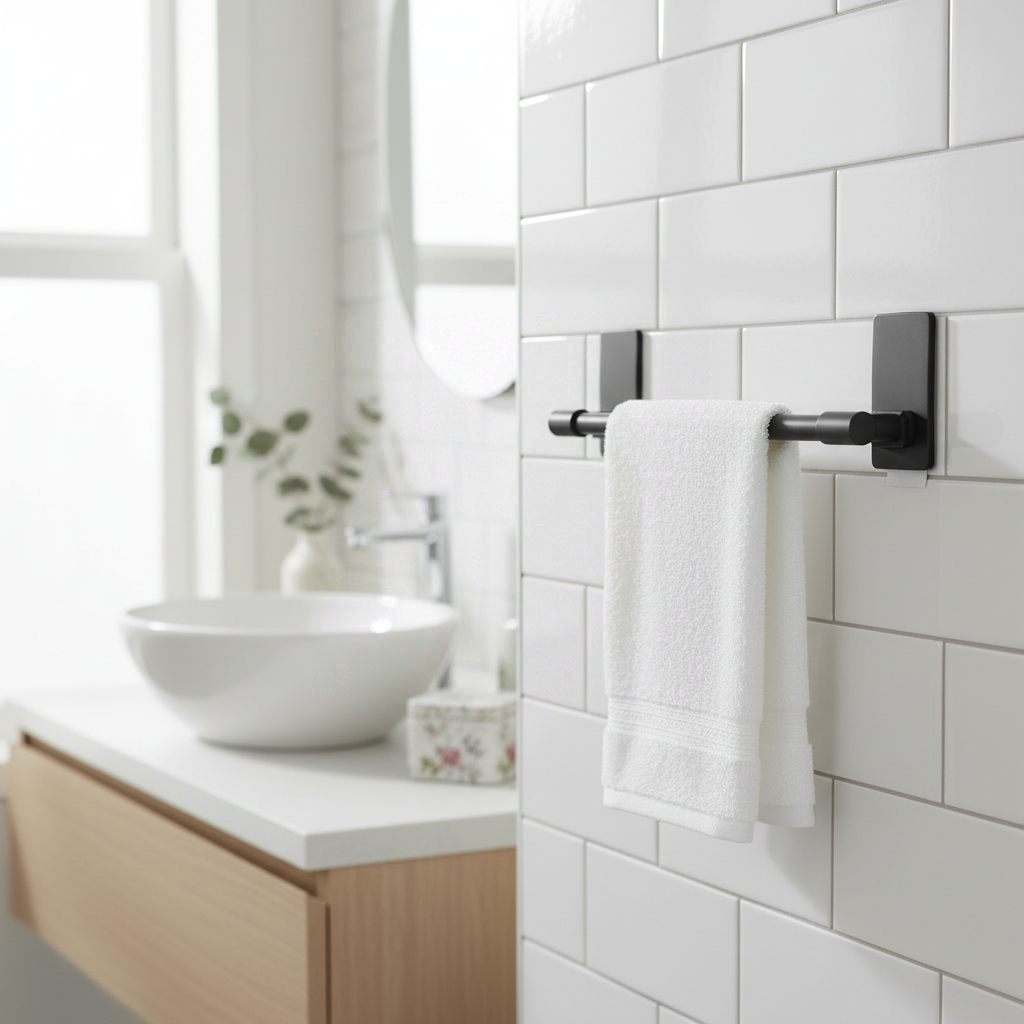 Porte-serviettes de salle de bain en métal noir
