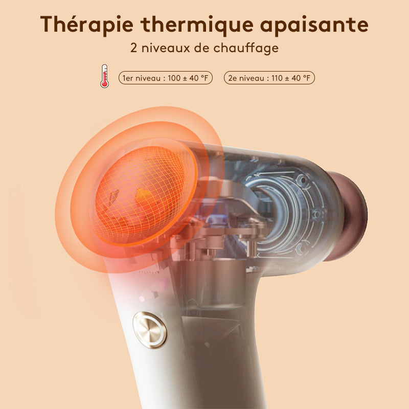 breo Pistolet de massage Lucky 7 avec chaleur, masseur musculaire à percussion profonde, stimulateur, relaxation du corps, faible bruit pour récupération, sport