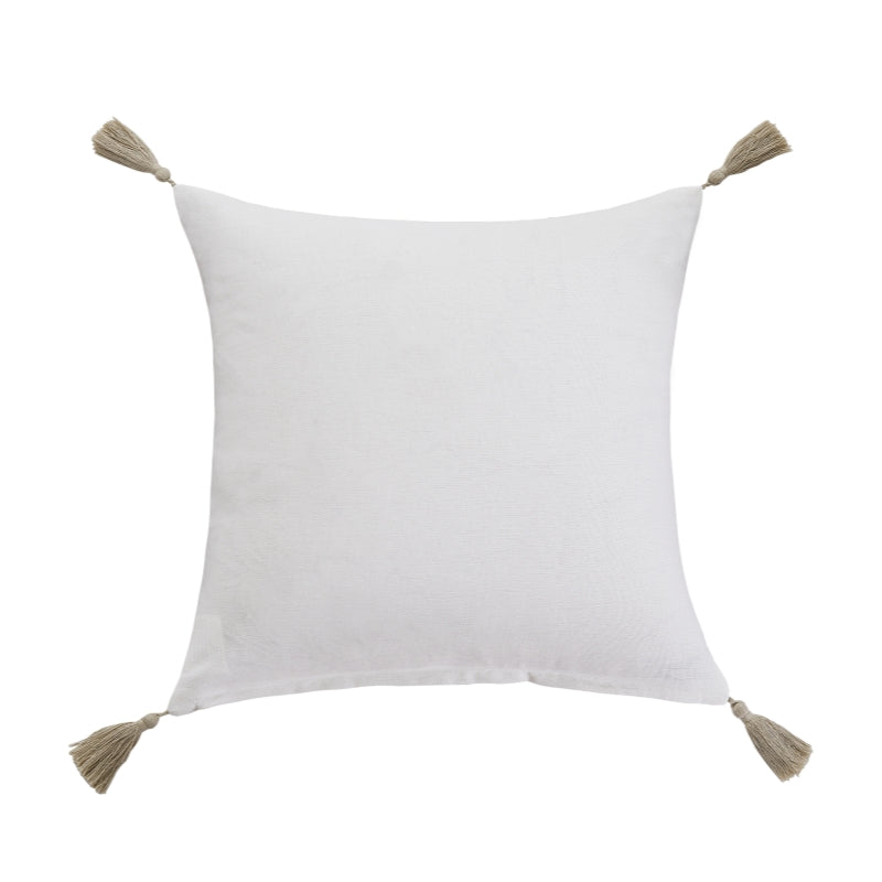 MEROPE, Housse de coussin en broderie polyester/coton, 50x50 cm, blanc/beige, 1 pack