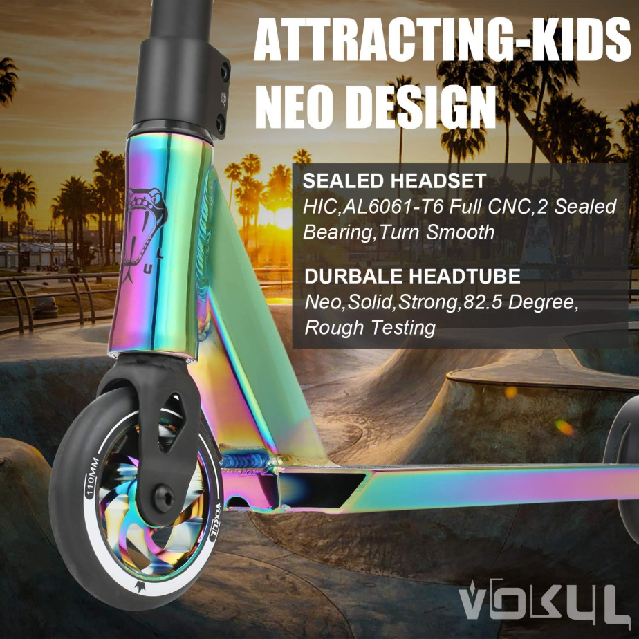 VOKUL K1 Pro Trottinette freestyle pour débutants et intermédiaires à partir de 8 ans - Neo
